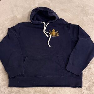 Vtg POLO RALPH LAUREN SCRIBBLE Hoodie Blue Gold 90s